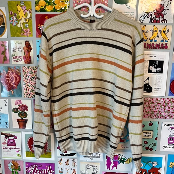 VERSACE VINTAGE Striped Designer Knit Sweater / Crew Neck - Picture 3 of 13